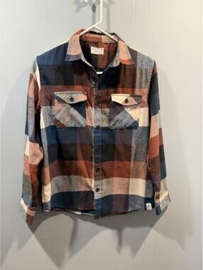 Kids Boys Free Planet Shirt Buttons Down Size 14/16 Multicolor Squares